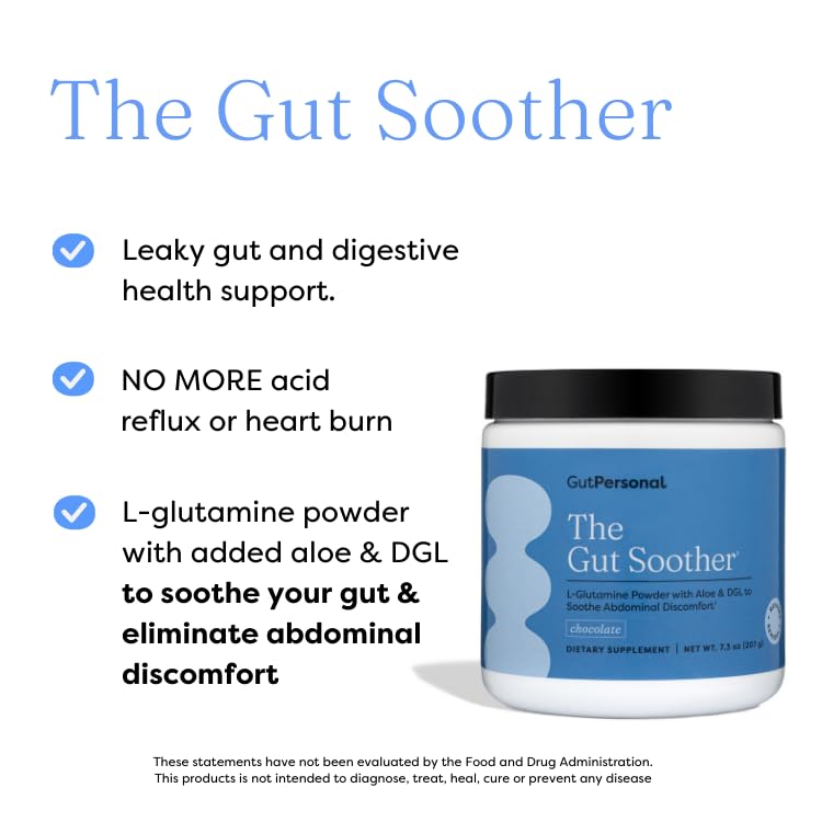 The Gut Soother L-Glutamine Powder Supplement: Restore Gut Lining, Soothe Digestive Discomfort While Promoting Overall Gut Health, 30 Servings (Chocolate)