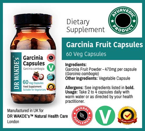 DR WAKDE'S Garcinia Fruit Capsules (Garcinia cambogia, 60 Veg Caps, Plant-Based Supplement, Ayurvedic Herb, All Natural, Vegan)