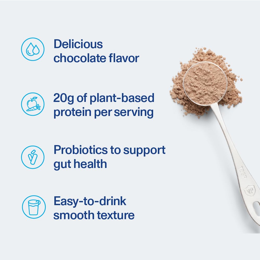 Vital Proteins Protein Powder - 20g Plant Based Protein with Chickpea - 1B CFU Probiotic for Gut Health, No Added Sugar - Chocolate, 16.5 oz