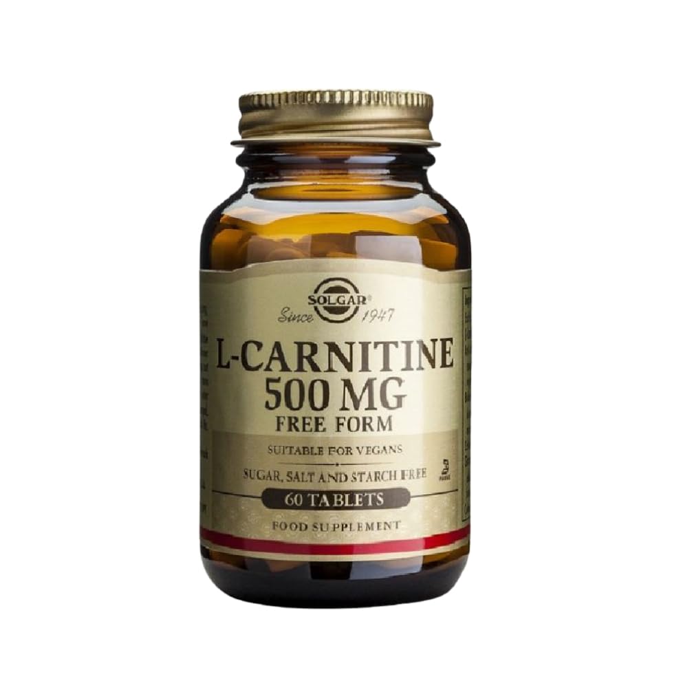 Solgar L-Carnitine 500 mg - 60 Tablets - Non-GMO, Vegan, Gluten Free, Dairy Free, Kosher - 30 Servings