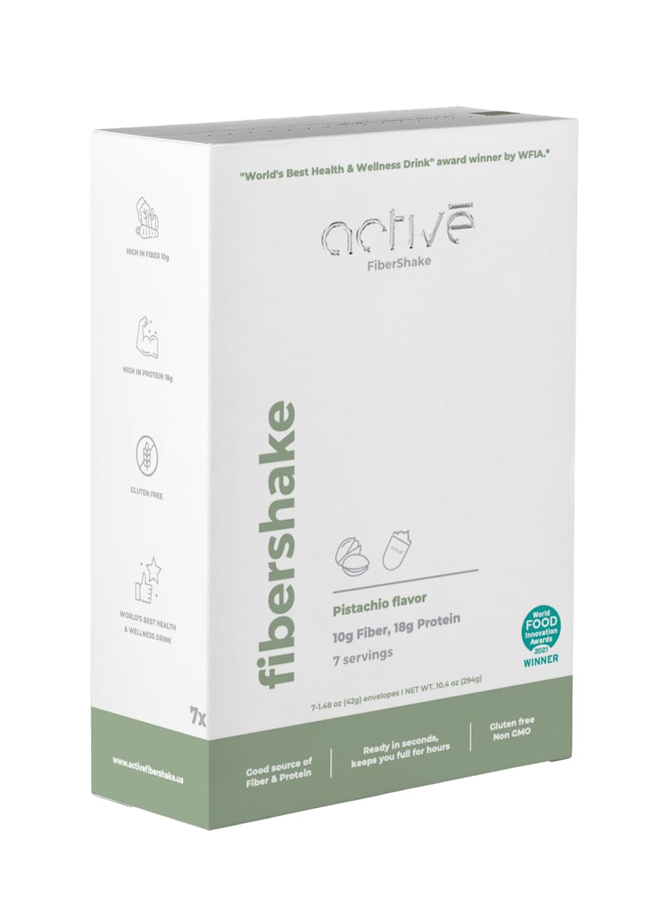 activé FiberShake Pistachio Flavor | 10g Fiber | 18g Protein| No Artificial Sweeteners | Non-GMO | Gluten Free | 7 Servings (42g Each Serving) per one Box | Fiber Shake