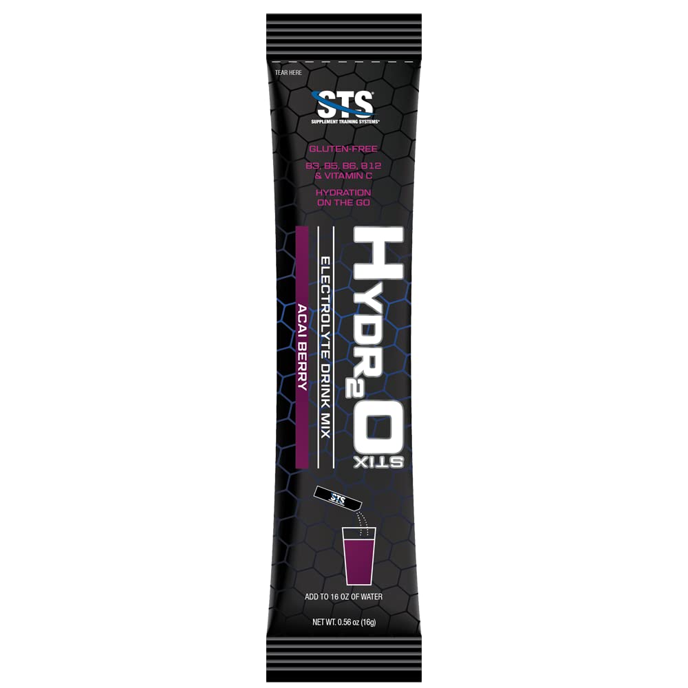 STS Hydro Stix Hydration Powder Packets Acai Berry Electrolyte Replacement Single Serving Easy Open - 10 Pack (16 Gram)