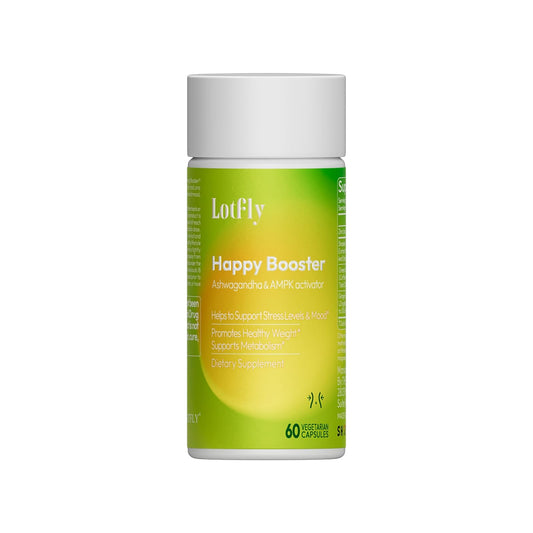 LOTFLY Happy Booster - 30-Day Colon Cleanse Detox for Women & Men | Advanced Gut Support with Ashwagandha, Green Coffee Bean, Ginger Extract | Non-GMO Capsules for Bloating Relief & Digestive Health