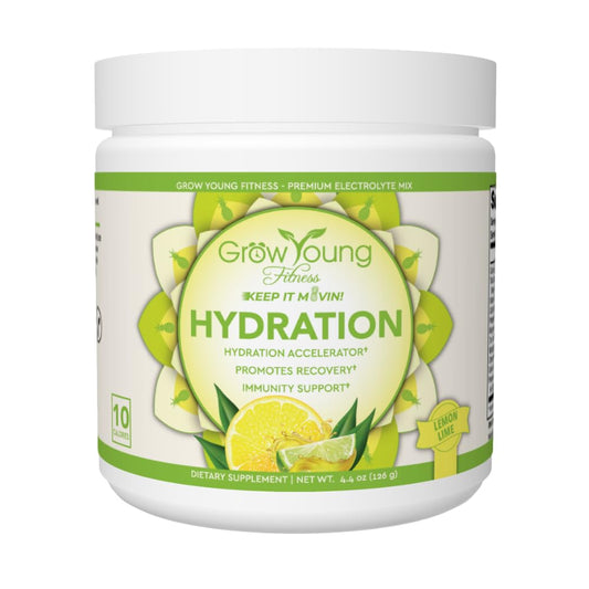 Grow Young Fitness Hydration Powder - Lemon Lime, Premium Electrolyte Mix for Proactive Hydration, Vitamins and Sugar Free (1 Pack, 30 Servings)