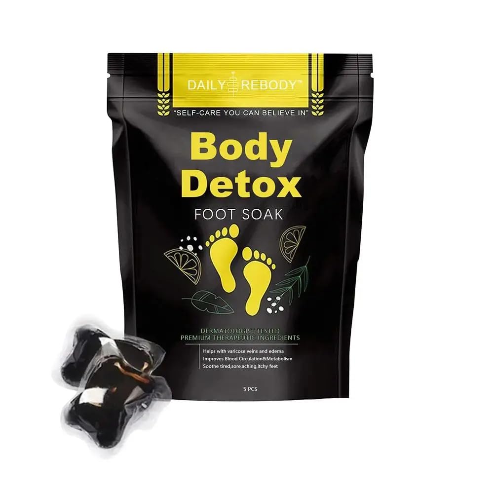 Ginger Foot Bath Salt Soak for Weight Loss and Relaxation, 5 Pieces, with Lemon, Green Tea, Mint and Apple Vinegar
