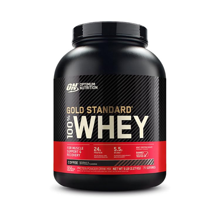 Optimum Nutrition Gold Standard 100% Whey Protein Powder, Coffee, 5 Pound (Packaging May Vary)