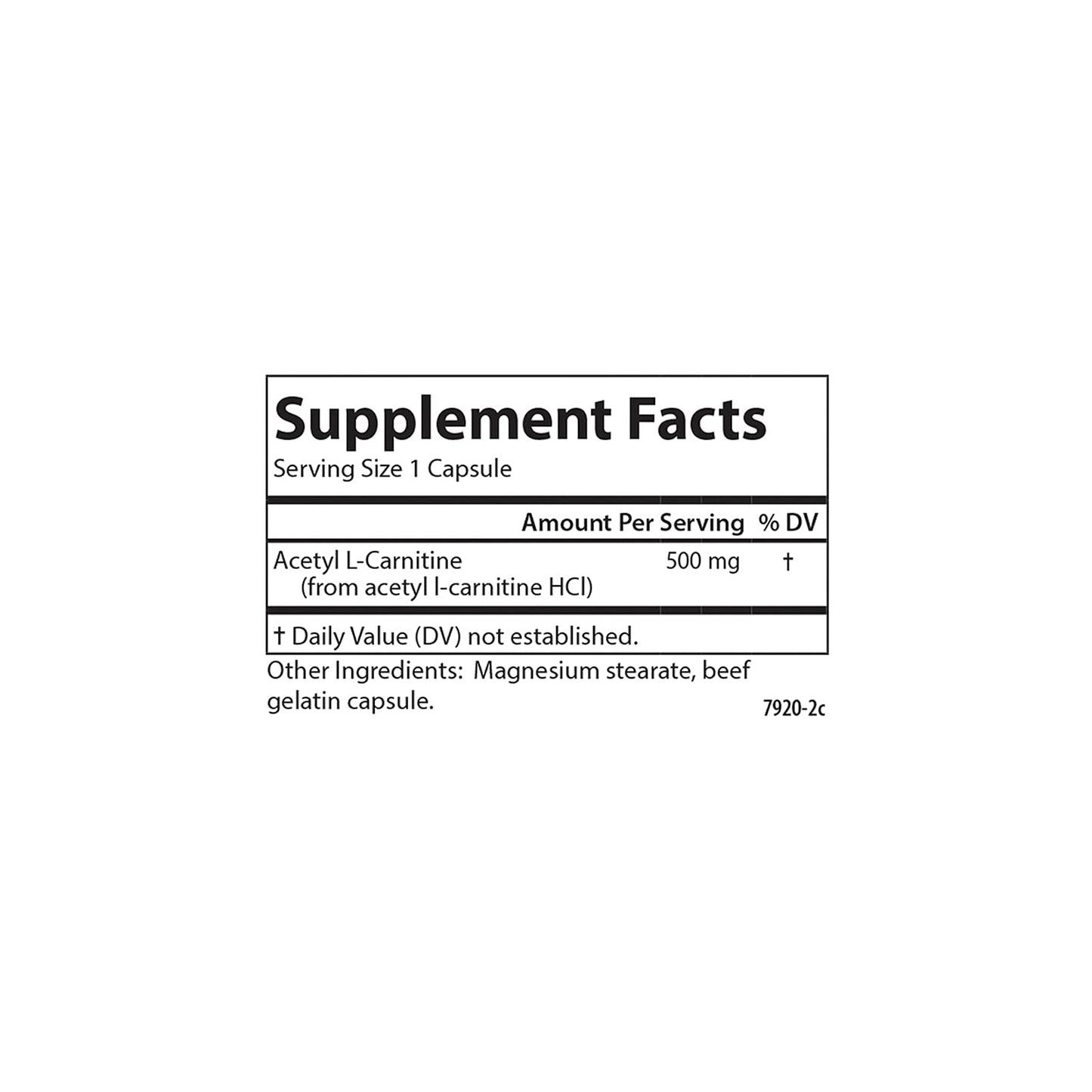 Carlson Labs Acetyl L-Carnitine, 500mg, 60 Capsules