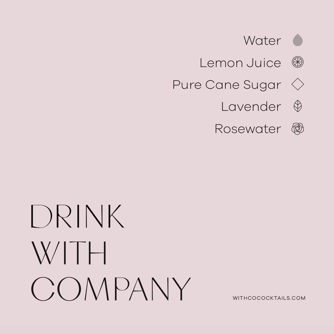 3 Pack WithCo Bouquet Gimlet Cocktail Mixer with Lemon Lavender and Rosewater Makes 30 Drinks Just Add Gin Vodka or Tequila