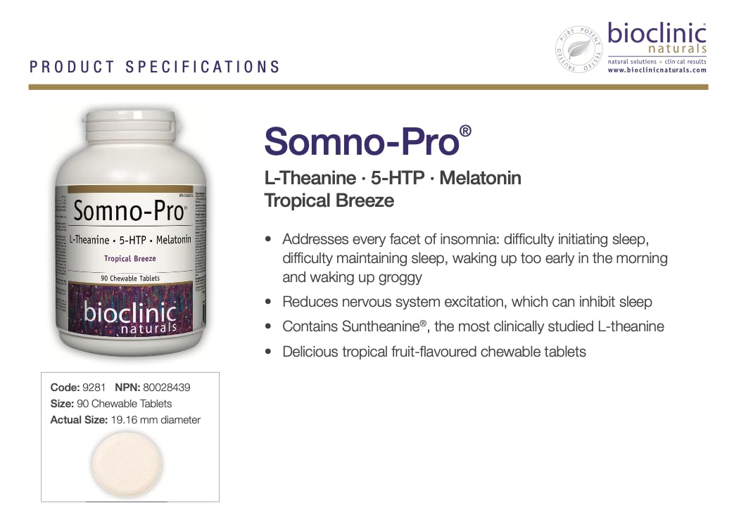 Bioclinic Naturals - Somno-Pro Tropical Breeze - 90 Chewable Tablets