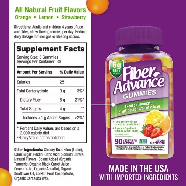 ikj Plant Based Prebiotic Fiber Supplement Gummies, Natural Fruit, 90 Count
