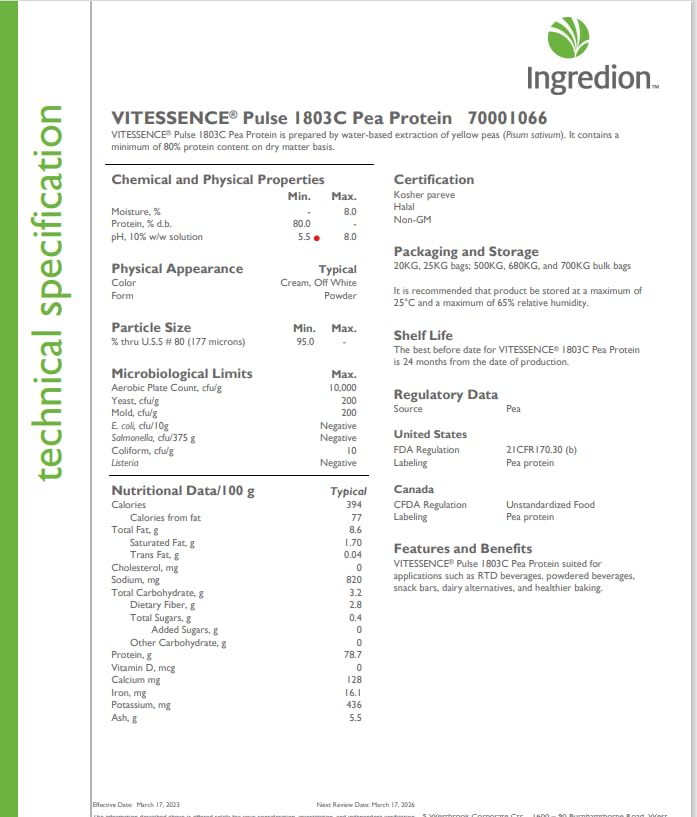 Premium Pea Protein Isolate Bulk pouch Non-GMO (8 lb)