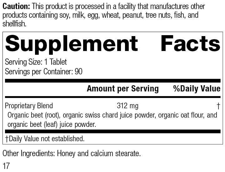 Standard Process Inc. Betafood - Digestive Health and Liver Support Supplement with Whole Food Blend of Oat Flour, Organic Beet Root, and Organic Beet Juice - 90 Tablets