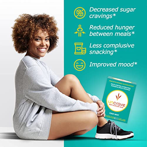 UnCrave Gum Infused with 100% Pure Saffron Extract - Control Cravings - Improve Mood - Vision Health - Crisp Mint (14 Pieces)