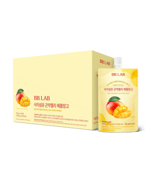 BB LAB Dietary Fiber Konjac Jelly, Apple Mango (10 Packs/52.9 oz) - 5g Fiber, Low-Calorie, Low Sugar (1g), Healthy Korean Snack, Vegan, Gluten-Free, Fiber-Rich Jelly Drink