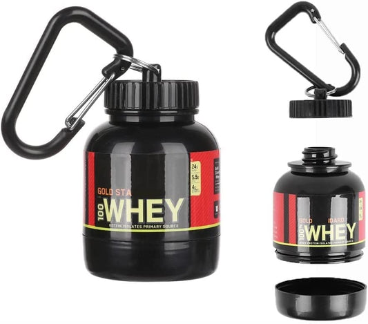 Amena Protein Powder Container with Funnel - The Portable Protein Powder Container with Funnel & Belt Key Chain for Easy Carrying -100ml