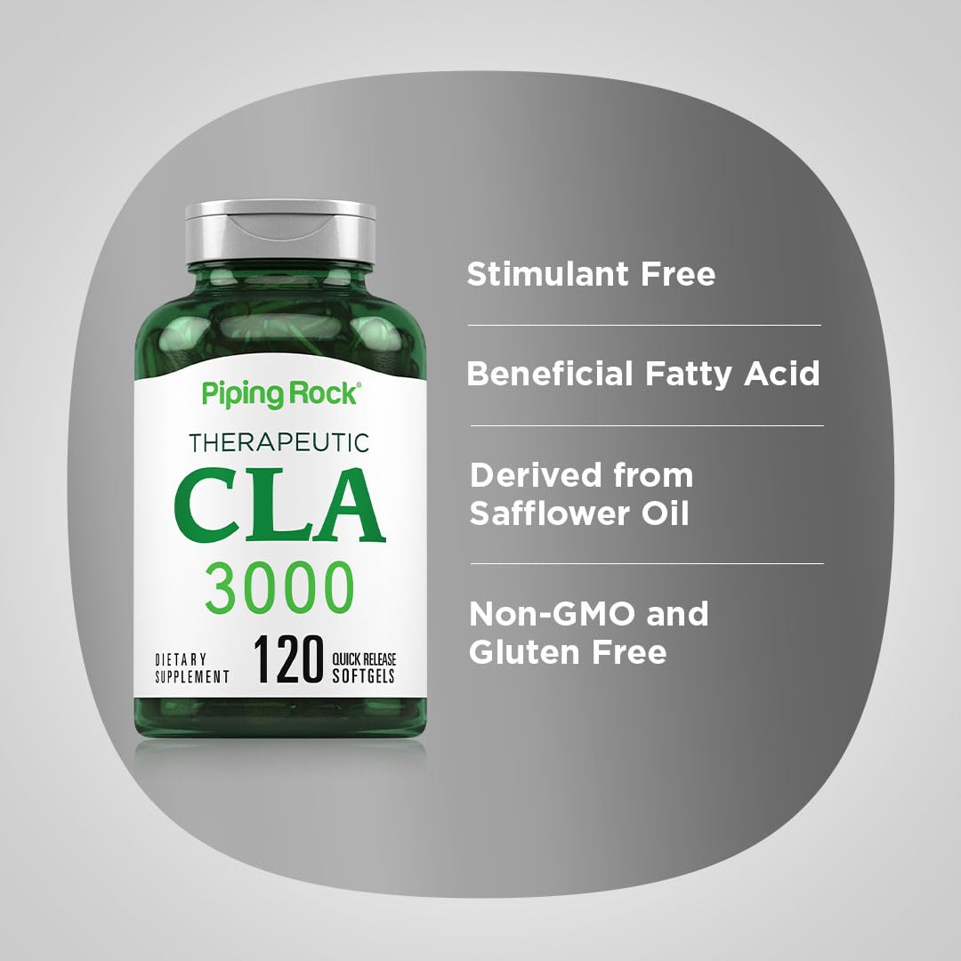 Piping Rock CLA Supplements | 3000mg | Conjugated Linoleic Acid | 120 Softgels | Non-GMO, Gluten Free