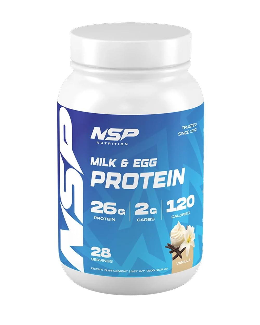NSP Nutrition Milk & Egg Protein Powder | 26g Protein | 28 Servings | Perfect for Sensitive stomachs | no Bloating | Build Muscle | Protein for Sensitive stomachs French Vanilla