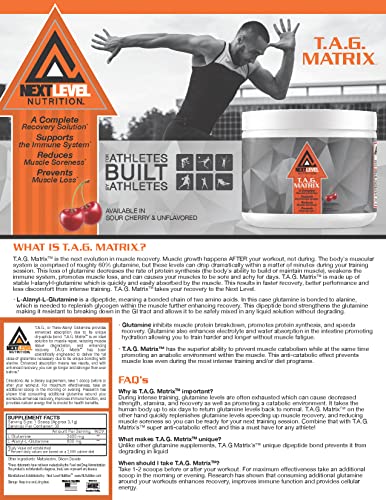 Next Level Nutrition TAG Matrix Unflavored | Glutamine Intra Workout Amino Recovery Powder | 30 Servings