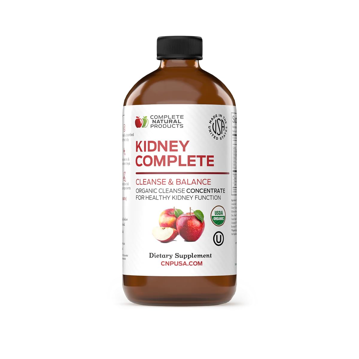 Complete Natural Kidney Complete - Liquid Dietary Supplement for Kidney Support, Cleanse, and Detox with Apple Cider Vinegar, Lemon, Organic Chanca Piedra, Beet, Citric Acid, Vitamin C, & More - 12oz
