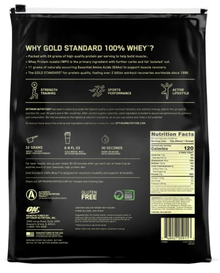 Nutrition Gold Standard 100% Whe'y Protein Powder, Extreme Milk Chocolate, 5.64 lbs