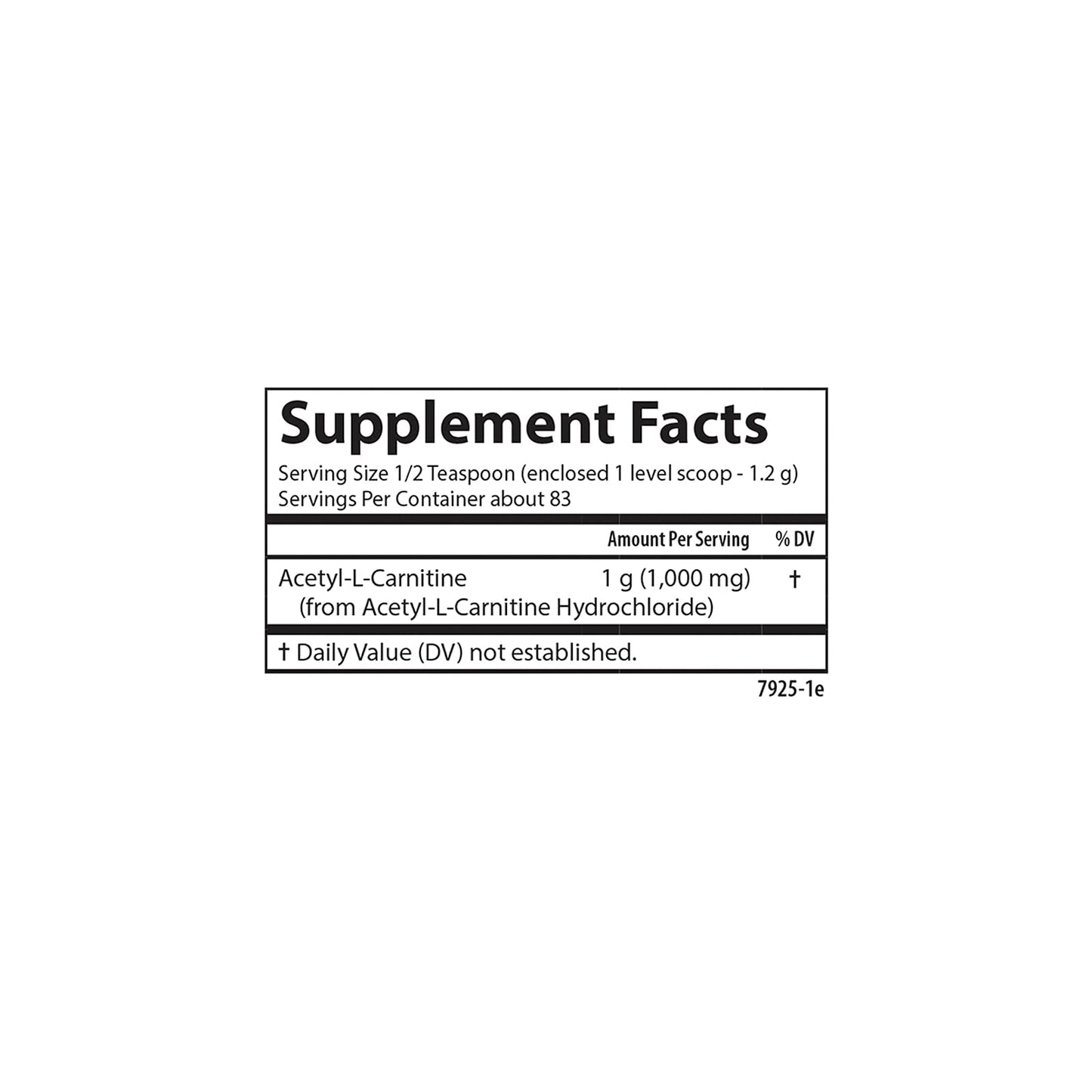 Carlson - Acetyl L-Carnitine Powder, Free-Form Amino Acid, Cognitive Health, Brain Function & Muscle Support, 3.53 oz (100 g)
