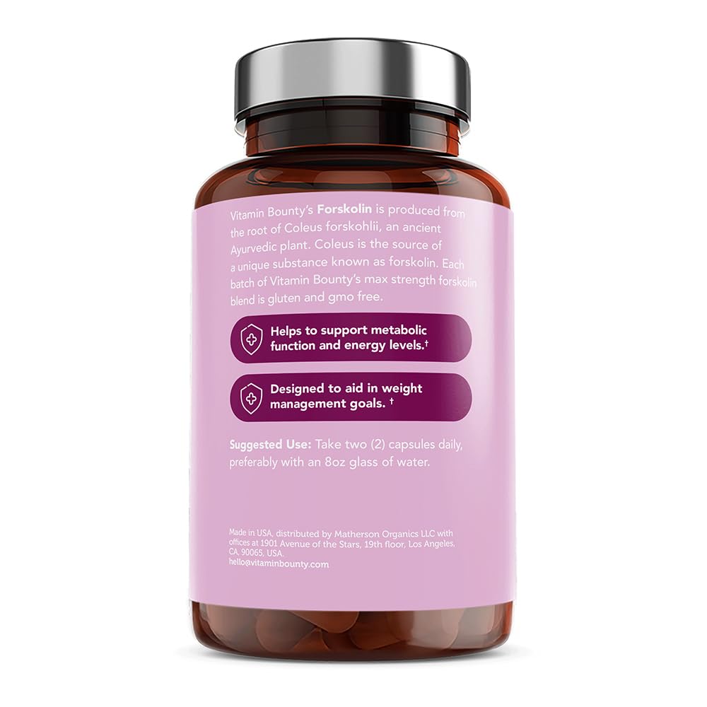 Vitamin Bounty Forskolin Max Strength - Natural Weight Management Supplement - Supports Healthy Digestion - 60 Capsules