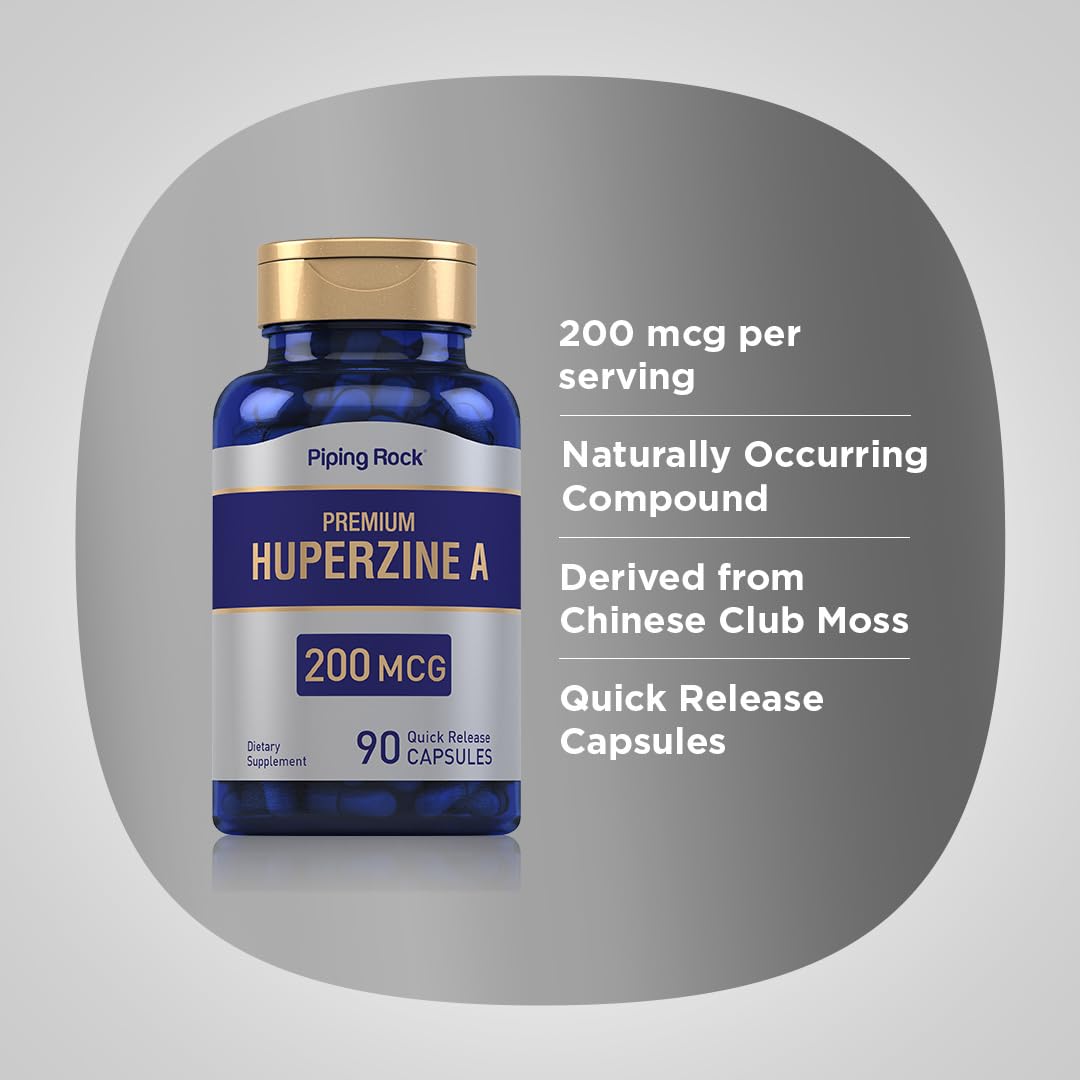 Piping Rock Huperzine A Supplement | 200mcg | 90 Capsules | Non-GMO, Gluten Free
