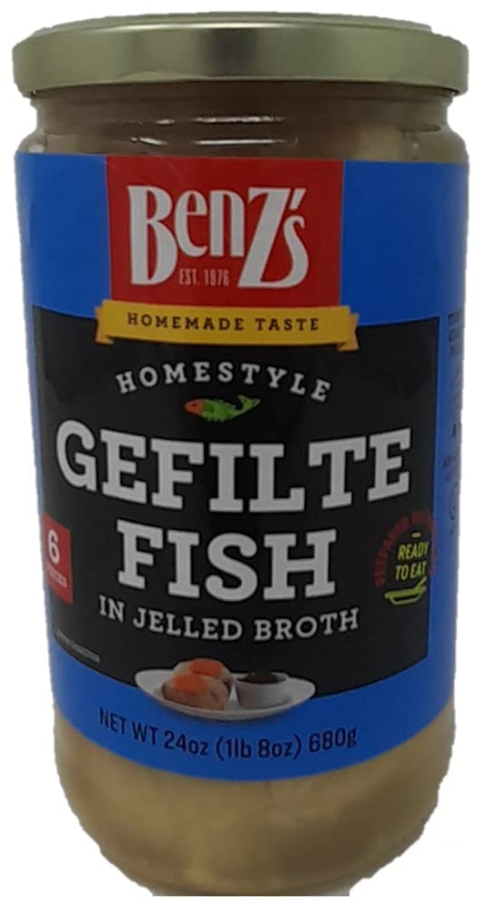Benzs Jarred Gefilte Fish Home Style Kosher Certified No MSG 24 oz Home Style Kosher For Passover