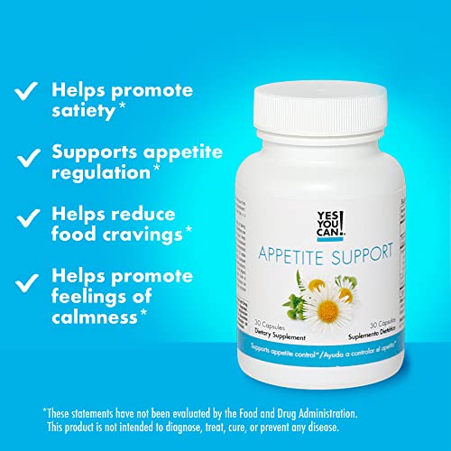 Yes You Can! Appetite Support for Body Weight Management - Healthy Relationship with Food - Includes Natural Ingredients: 5-HTP, Lemon Balm, Chamomile Extract - 30 Capsules, 4 Pack