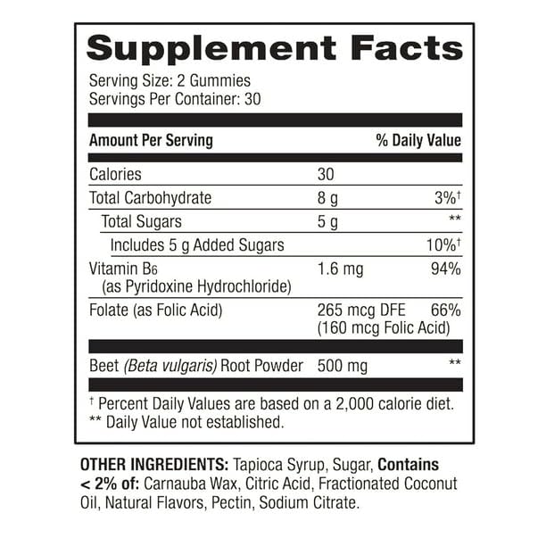 IKJ Beetroot Dietary Supplement Gummies, Cherry, 500 mg, 60 Count