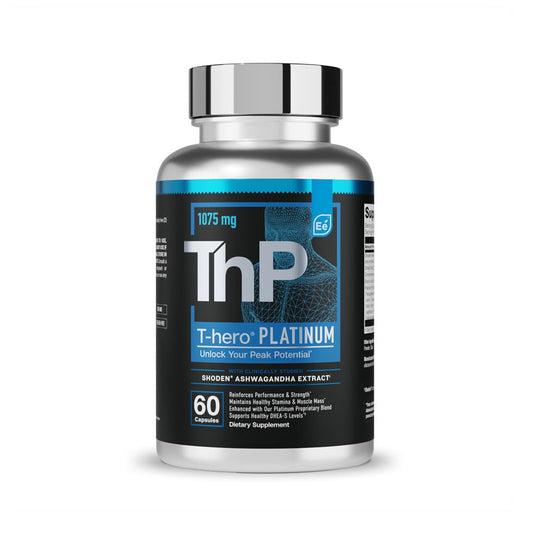 Essential Elements T-Hero Platinum Male Health Supplement for Mens Health - Muscle Growth Support & T-Health with Shoden Ashwagandha, Shilajit, DIM & More - Gym Supplements for Men - 60 Caps