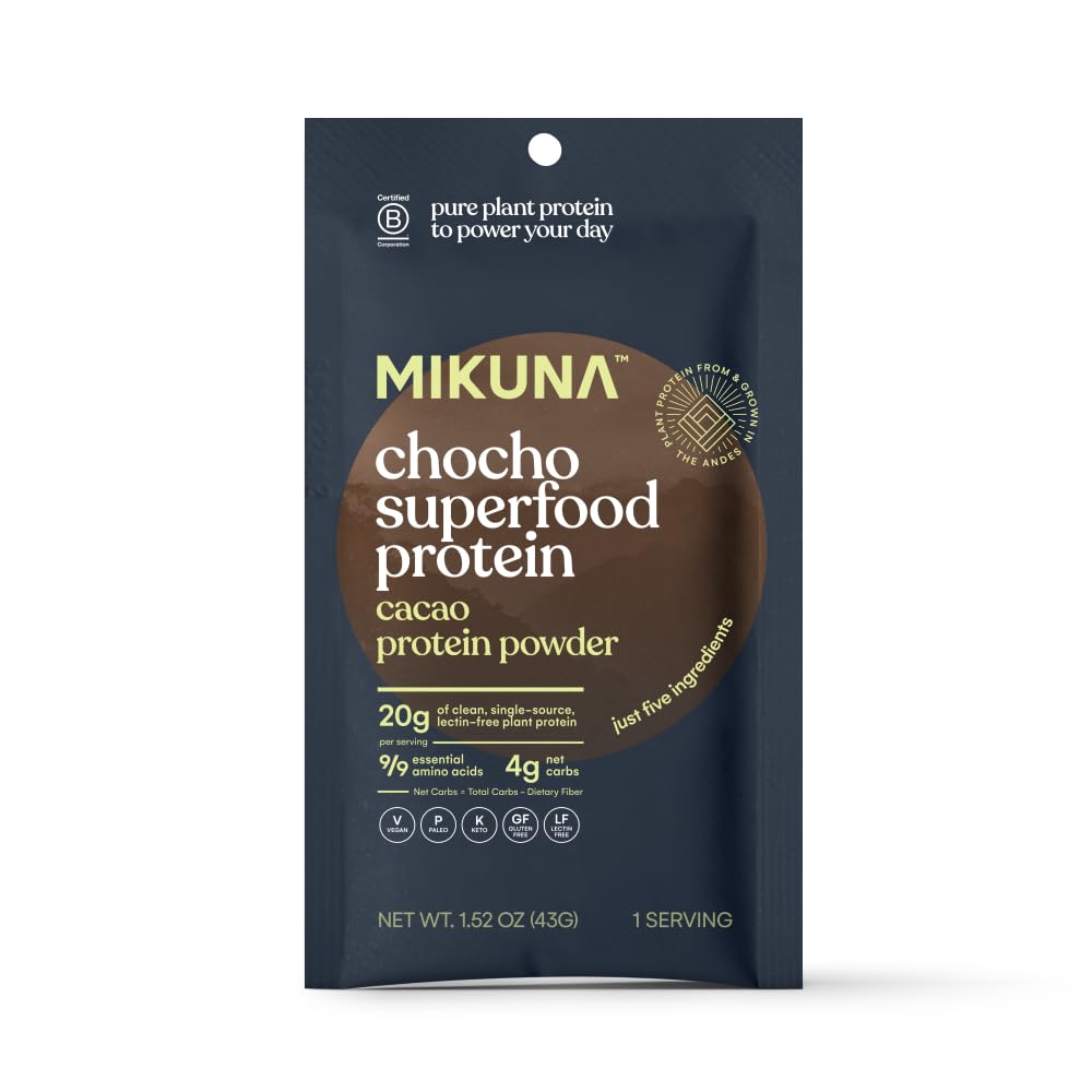 Mikuna Vegan Protein Powder (Cacao, 8 Servings) - Plant Based Chocho Superfood Protein - Dairy Free Protein Powder Packed with Vitamins, Minerals & Fiber - Gluten, Keto & Lectin-Free