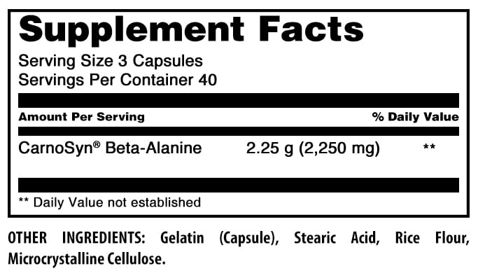 Amazing Formulas Beta Alanine Supplement | 2250 Mg Per Serving | 120 Capsules | Non-GMO | Gluten-Free | Made in USA