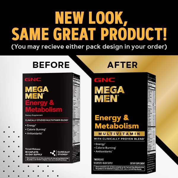 GNC Mega Men Energy & Metabolism Multivitamin | Increased Energy, Metabolism and Calorie Burning | 90 Count