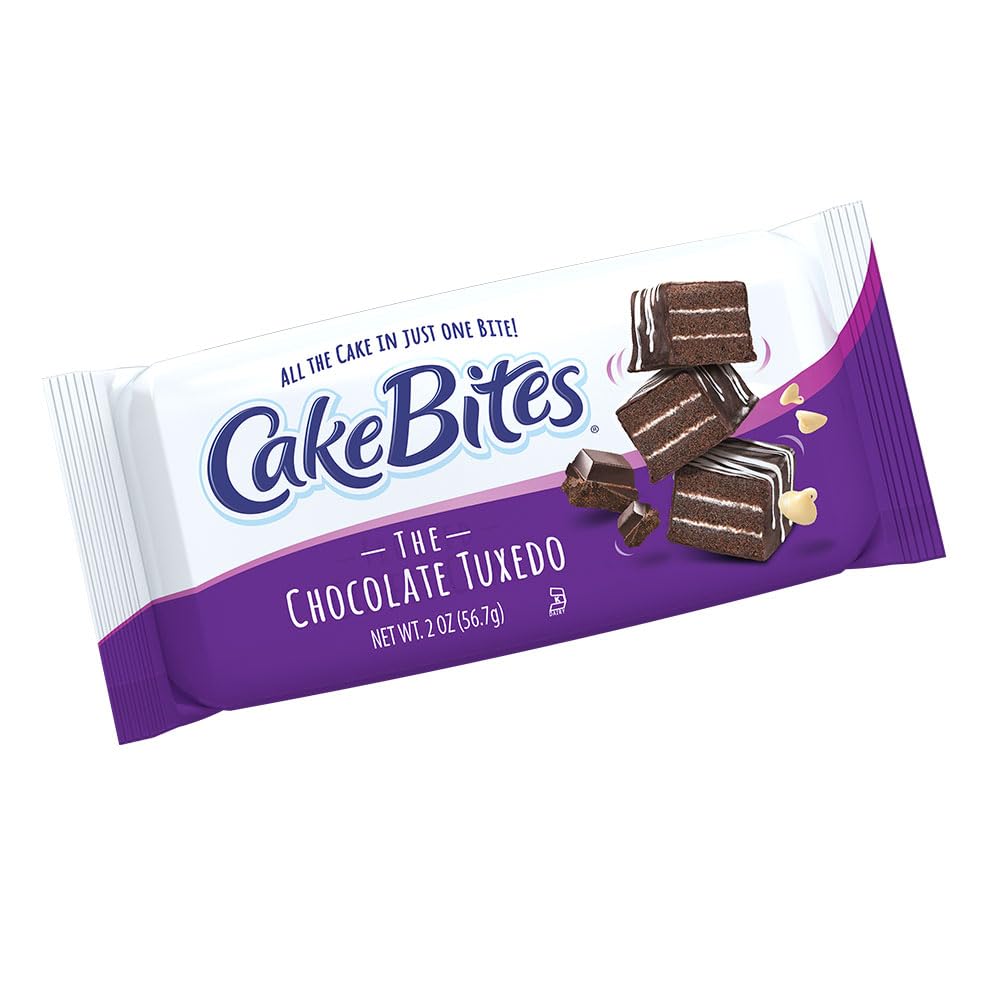 The Original Cakebites by Cookies United GrabandGo BiteSized Snack Chocolate Tuxedo 2 Ounce Pack of 4