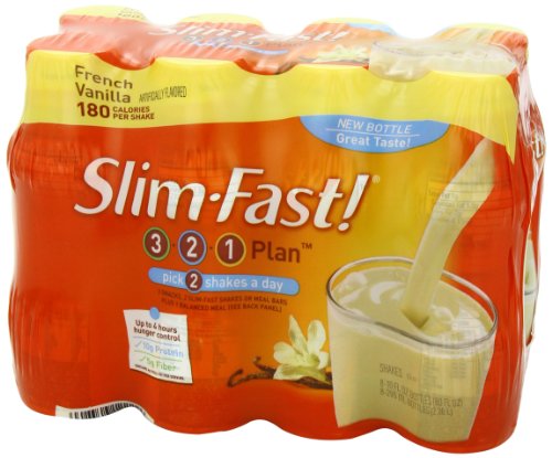 SlimFast Ready to Drink Bottles, French Vanilla Meal Replacement Shake, 10-Ounces, 8 Count