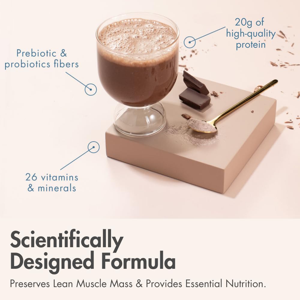 Biocare Nutritional Beverage for GLP-1 Users, Dietary Powder Drink Provides 20g Essential Protein, 26 Vitamins/Minerals, Helps Ease Nausea, Bloating, Constipation, Chocolate (14 Count)