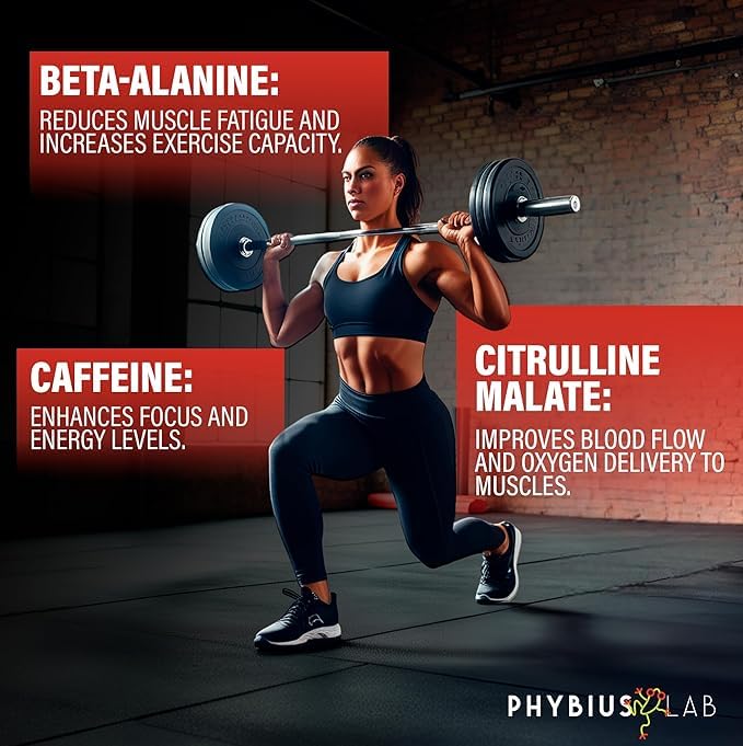 PHYBIUS Lab AM Pre-Workout (Sour Watermelon) Focus, Strength, Powder, 30 Servings