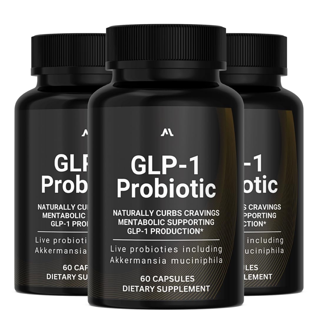 (3 Pack) GLP-1 Probiotic ~ 500M AFU Multi-Strain Probiotic + Prebiotic | Naturally Support GLP-1 Production & Curb Appetite | GLP-1 Probiotic Capsules for Men & Women (180 Capsules)