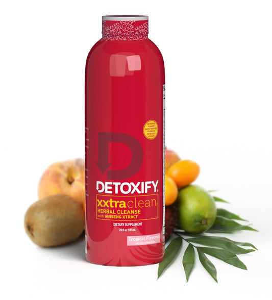 Detoxify - Xxtra Clean Herbal - Tropical Fruit Flavor - 20 oz - Professionally Formulated Extra Strength Herbal Detox Drink - Enhanced with Ginseng Extract & Milk Thistle Extract - Plus Sticker