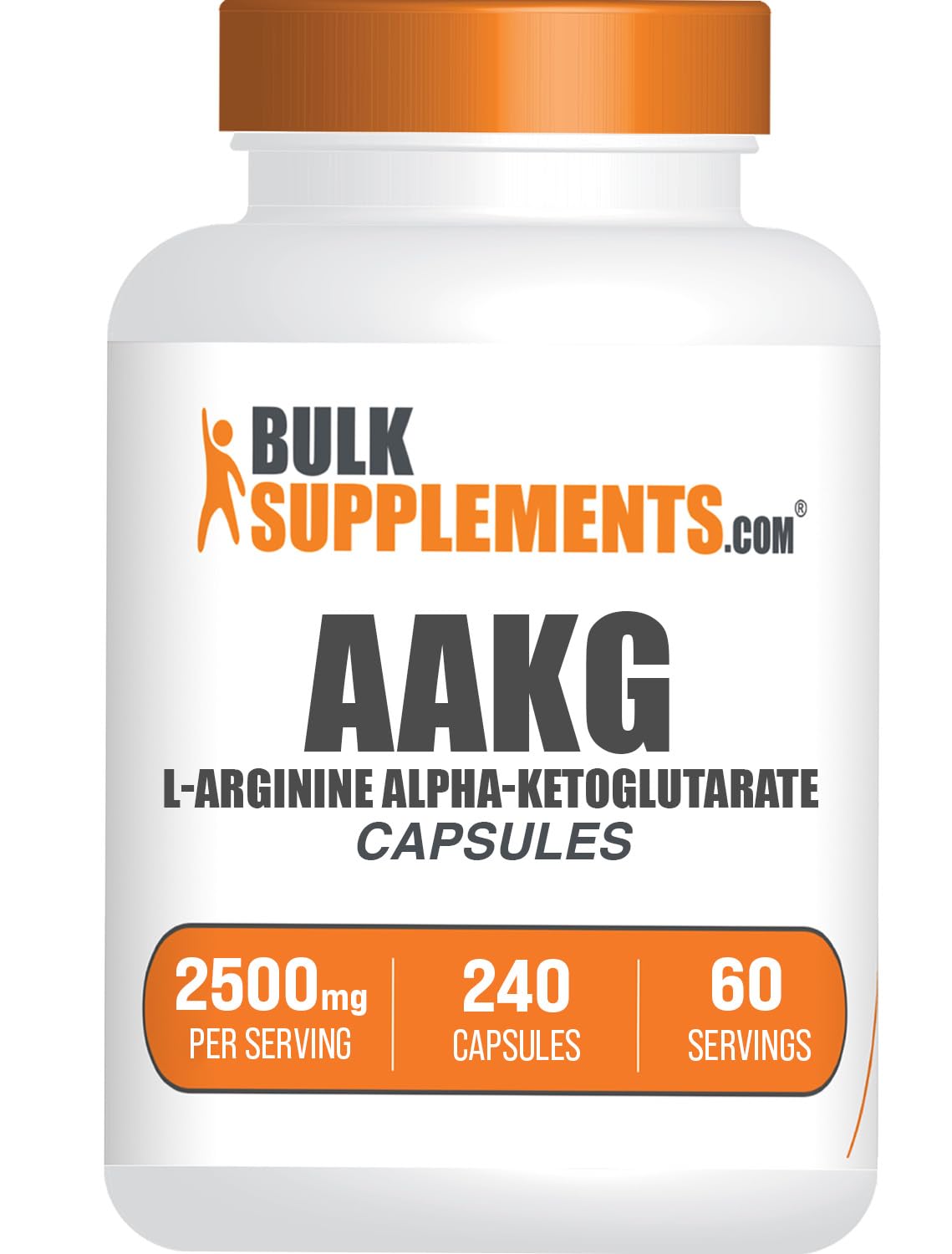 BulkSupplements.com AAKG Capsules - Arginine AKG Supplement, Nitric Oxide Supplement - Gluten Free, 4 Capsules per Serving (2500mg), 240 Count (Pack of 1)