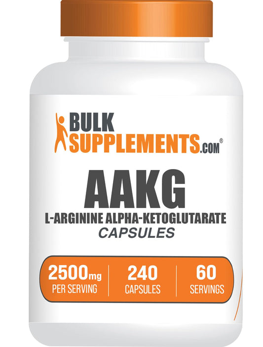 BulkSupplements.com AAKG Capsules - Arginine AKG Supplement, Nitric Oxide Supplement - Gluten Free, 4 Capsules per Serving (2500mg), 240 Count (Pack of 1)