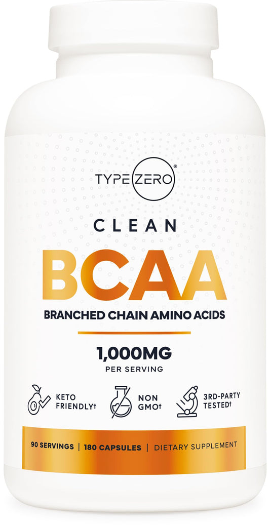 Type Zero BCAA 1000mg (180 Capsules, 90 Servings), Branched Chain Amino Acids (500mg of L-Leucine, 1000mg of L-Isoleucine and L-Valine)