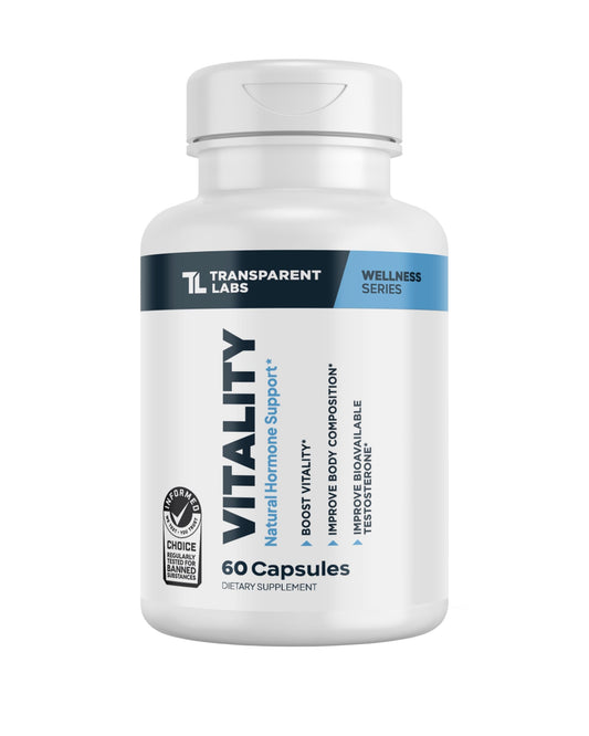 Transparent Labs Vitality Testosterone Booster - Testosterone Supplement for Men with Ashwagandha KSM-66, PrimaVie Shilajit Extract, & DIM to Support Vitality, & Bioavailable Testosterone - 60 Count