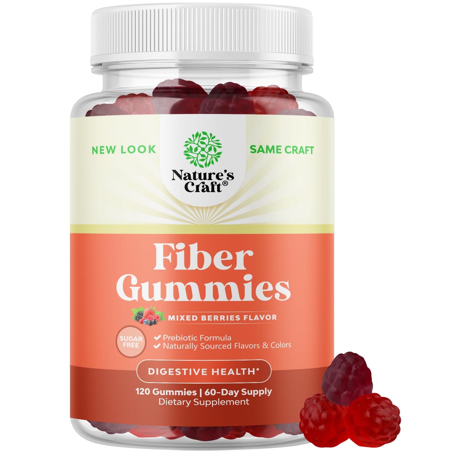 Fiber Gummies for Adults - Chicory Root Supplement with Prebiotic Support for Gut & Digestive Health - Soluble Digestion Capsules for Stomach Regulation & Immune Aid - Sugar Free & Vegan - 120 Count