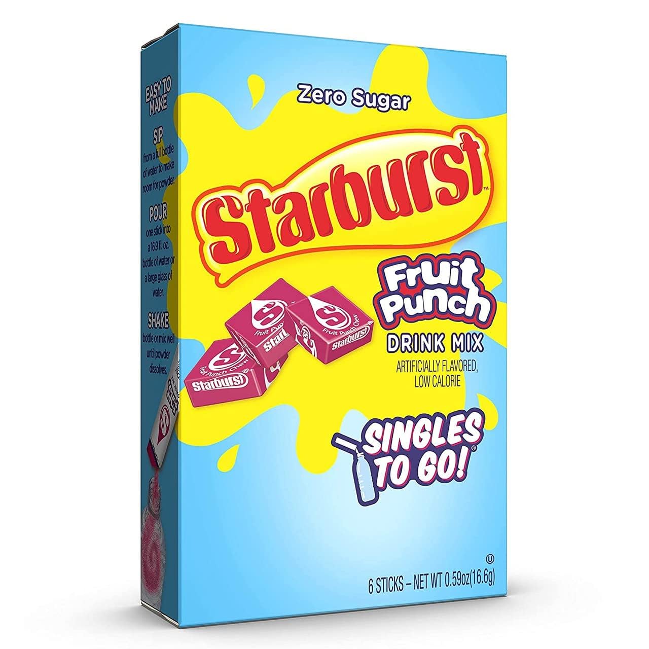 Starburst Singles To Go Powdered Drink Mix Fruit Punch SugarFree Drink Powder Pack of 6