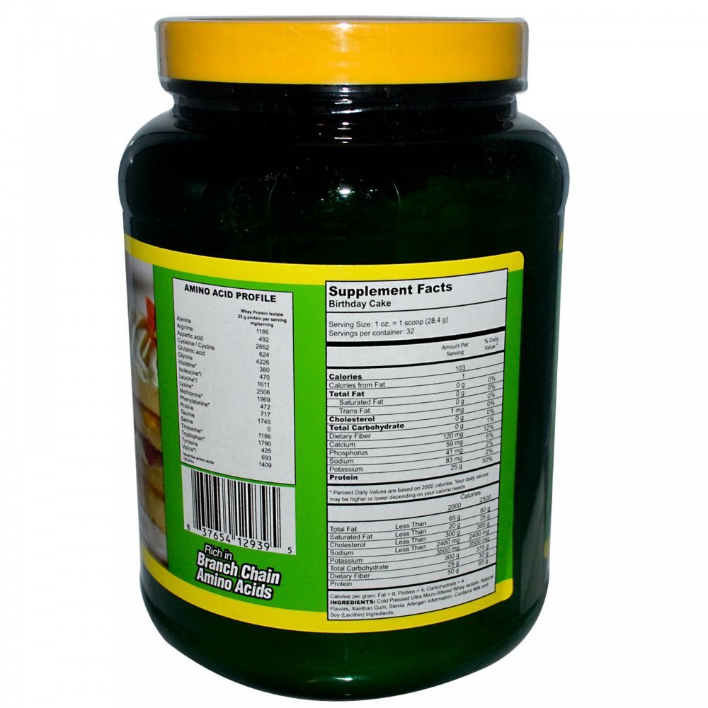 About Time Whey Protein Isolate Birthday Cake 2lb - 25g Protein, Non-GMO, 0g Fat, 0g Sugars, No Artificial Sweeteners, 32 Servings