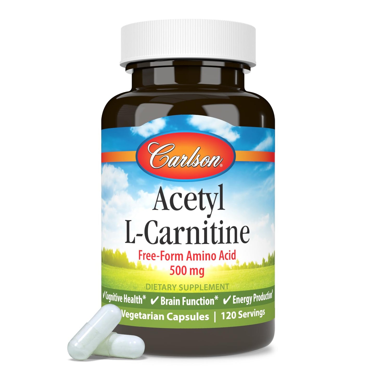 Carlson - Acetyl L-Carnitine, 500 mg, Cognitive Health, Brain Function & Energy Production, 120 Capsules