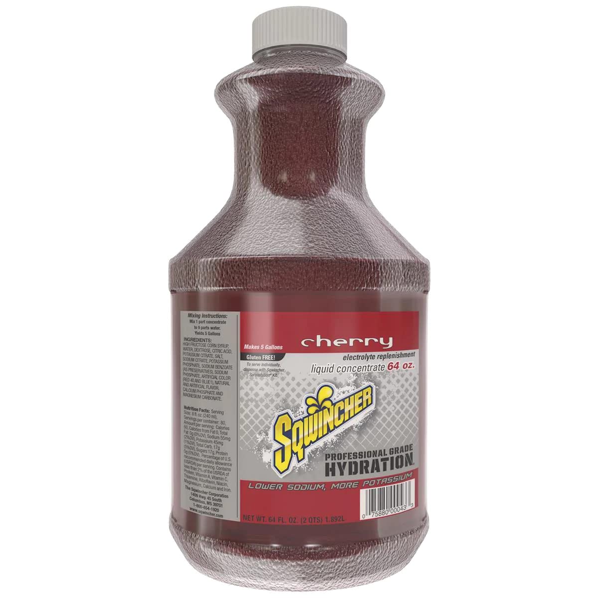 Sqwincher Liquid Concentrate Electrolyte Replacement, 5 Gallon Yield, Cherry 030321-CH (Case of 6)