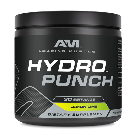 Amazing Muscle Hydro Punch Powder | Hydration + Electrolyte Blend | Contains Vitamin B, C, Betaine Anhydrous & More | 30 Servings (30 Servings, Lemon Lime)